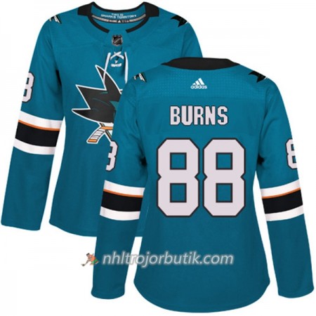Dame Ishockey San Jose Sharks Tröja Brent Burns 88 Adidas 2017-2018 Teal Authentic